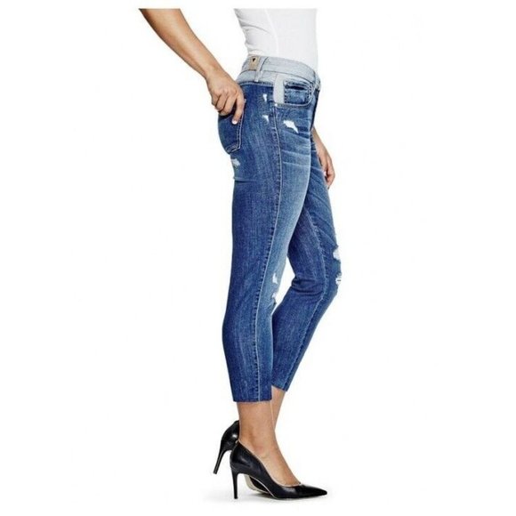 Guess Women’s Relaxed  Boy Fit Jeans Destroy Patched Details Size 27 - Picture 1 of 12